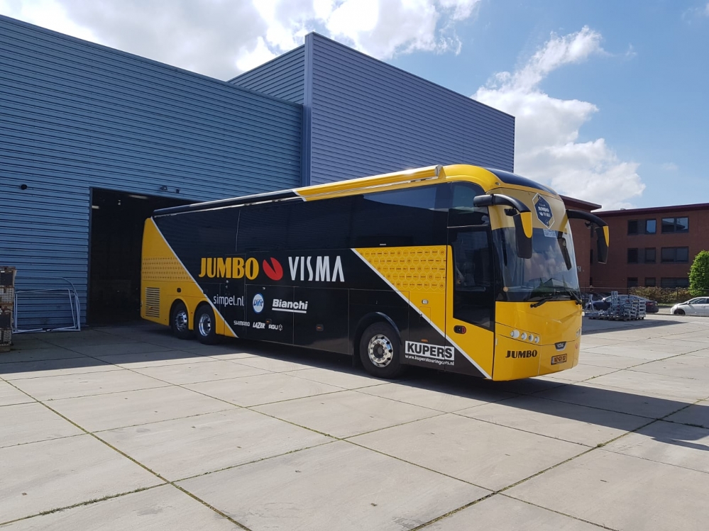 2019-04-24 Jumbo Visma wielerbus met SDMO generator van SIM Holland (1)