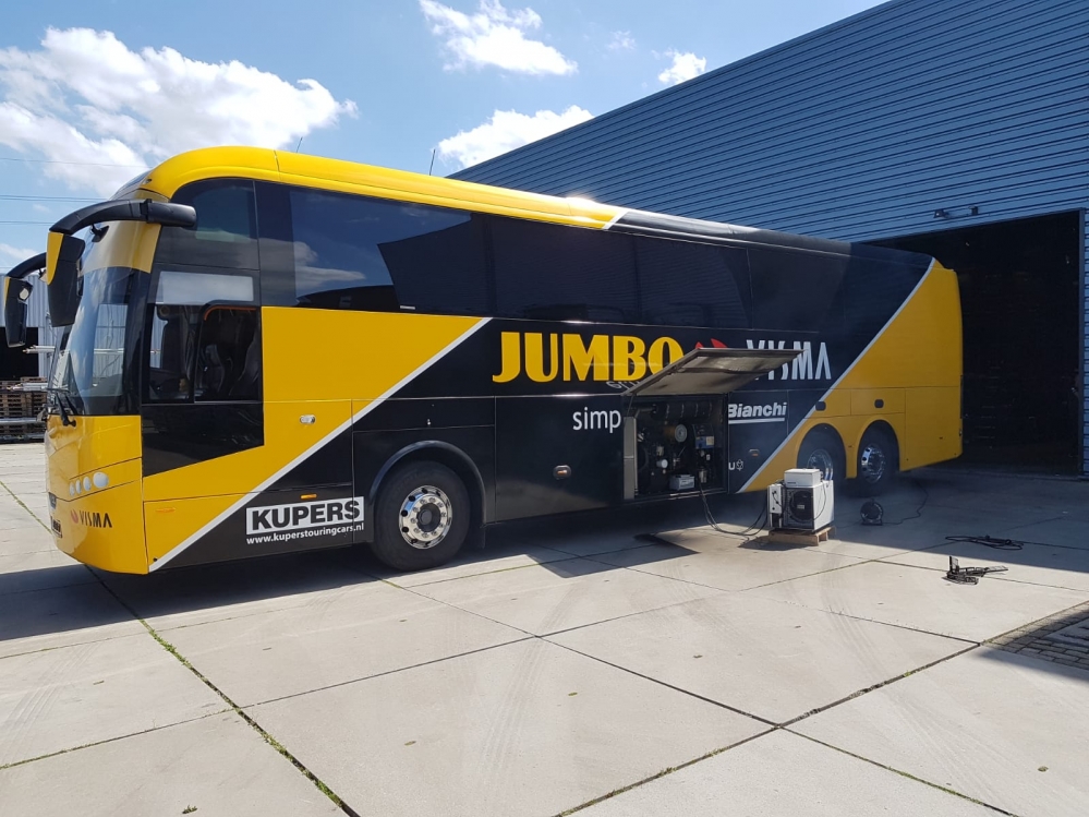 2019-04-24 Jumbo Visma wielerbus met SDMO generator van SIM Holland (4)